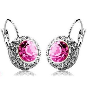 Earrings - Bejeweled Pink Gem and Rhinestone